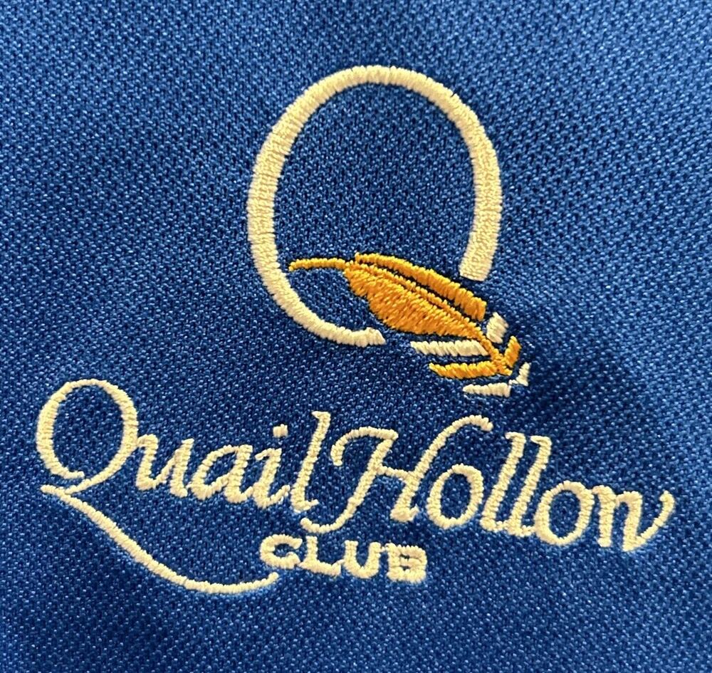 Men’s QUAIL HOLLOW CLUB Blue Short Sleeve Polo Shirt Size L *B7